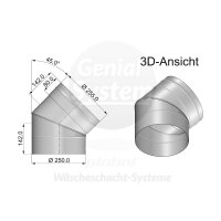 Austrovac VA-Bogen 45° für VA-Rohrdurchmesser Ø 250 mm