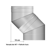 VA-Bogen 45° für VA-Rohrdurchmesser Ø 250 mm