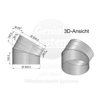 Austrovac VA-Bogen 30° für VA-Rohrdurchmesser Ø 300 mm