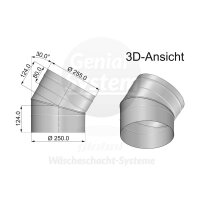 Austrovac VA-Bogen 30° für VA-Rohrdurchmesser Ø 250 mm