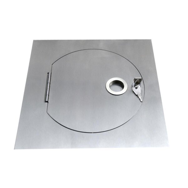 Wäscheabwurf Einwurftüre für Rohr-Ø 300 mm, Anschluss rund, Edelstahl V2A gebürstet -Eckig-Rund