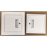 Austrovac Wäscheabwurf Einwurftüre 300x300 mm, Anschluss eckig - mit Schloss, mit Dichtung mit Griffmulde 340x340mm