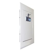 Austrovac Wäscheabwurf Einwurftüre 400x400mm Metallweiß - mit Schloss und Griffmulde