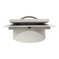 Austrovac Wäscheabwurf Einwurftüre für Rohr-Ø 250 mm, Anschluss rund, Metall weiß-RAL 9016 - mit Bügelgriff & Schnapper