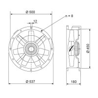 S&P TCBT/4-560/H Ex Axialventilator, EX, 400V, DN560
