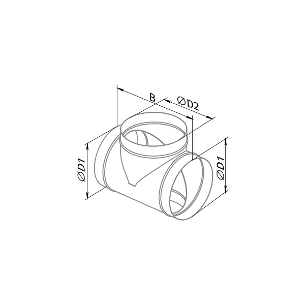 Blauberg TSM-90° 80 – TSM-90° / TSZ-90° Rohr-T-Stück aus Metall