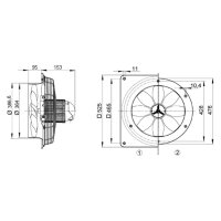 Maico Axial-Wandventilator DZS 35/84 B Stahlring, Drehstrom, DN350