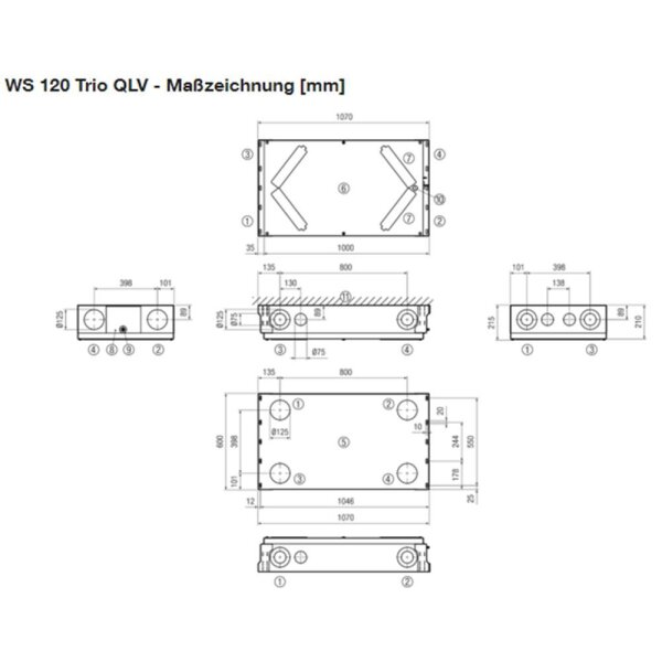 Maico WS 120 Trio QLV 40-120 m³/h, Abluft links