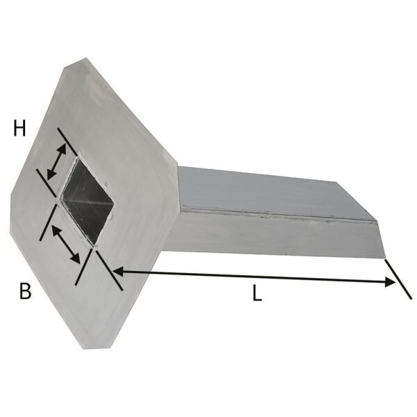 Altvater Wasserspeier glatte Klebefläche Länge 800mm 150x100mm Aluminium