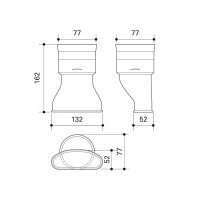 Fränkische profi-air Adapter tunnel / classic 132 x 52 - DN 75