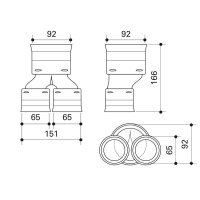 Fränkische profi-air classic Adapter DN 90 - 2 x DN 63