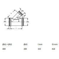 Rokaflex Lüftungsrohr 45° T-Stück DN400 auf...