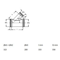 Rokaflex Lüftungsrohr 45° T-Stück DN315 auf...