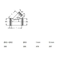 Rokaflex Lüftungsrohr 45° T-Stück DN300 auf...