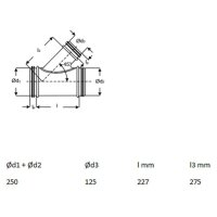 Rokaflex Lüftungsrohr 45° T-Stück DN250 auf...