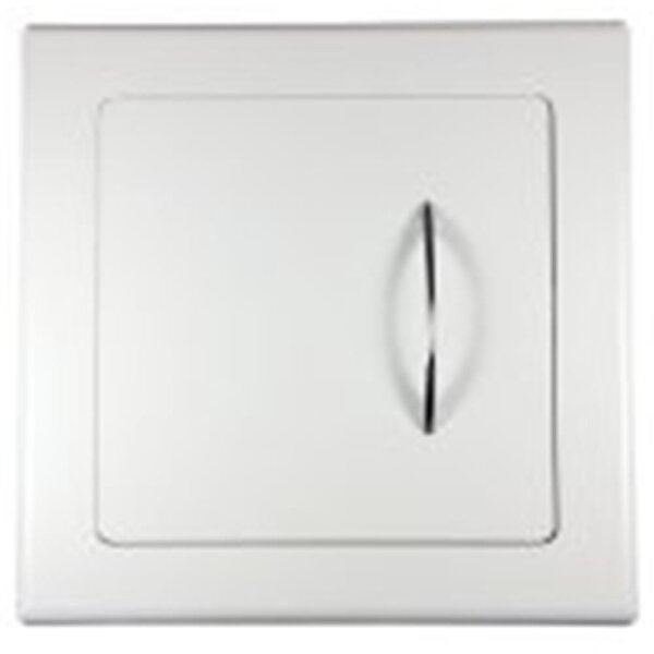 Austrovac Einwurftüre MDF weiß 300 × 300 mm, Rahmen 400 × 400 mm, Bügelgriff mit Schloss