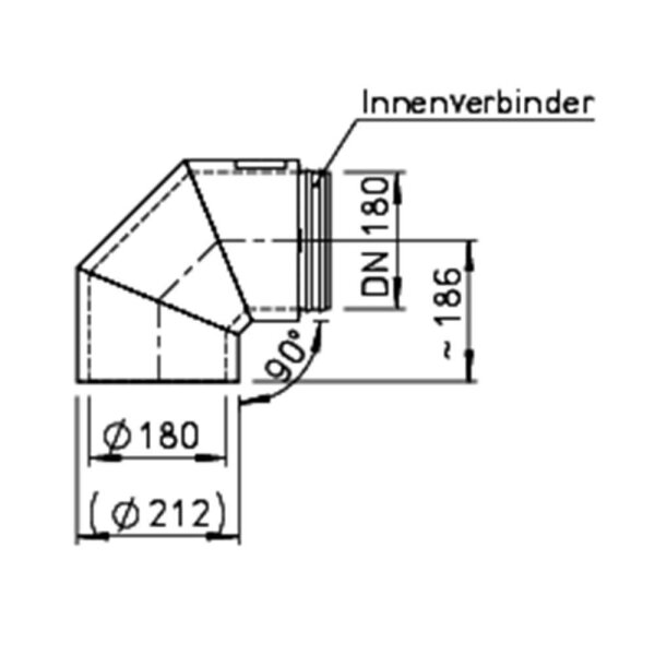 Helios IP-B 180/90° IsoPipe 90° Bogen m. Innenverbinder
