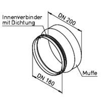 Helios IP-ARZ 200/180 Muffe DN200 a. Stutzen DN180 m....