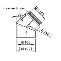 Helios IP-B 160/45° IsoPipe 45° Bogen m. Innenverbinder