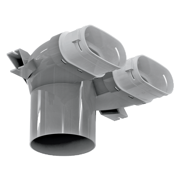 Blauberg BlauFast OPZ 125/52x2 – Deckenventiladapter 2 × DN 52 auf DN 125, Kunststoff